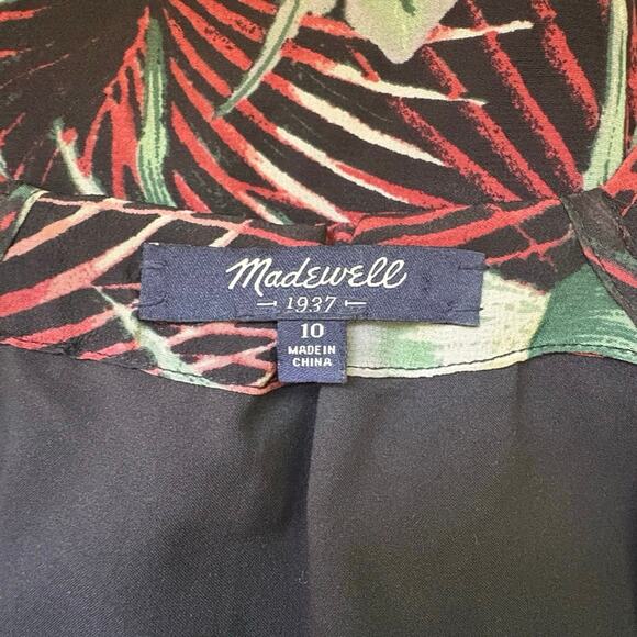 Madewell Monstera Tropical Print Dress Size 10 - Picture 3 of 4